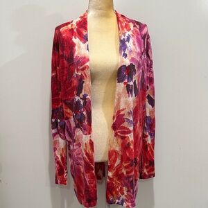 Chico’s BLOOMING FLORAL CADIE CARDIGAN SWEATER Size 2 / L